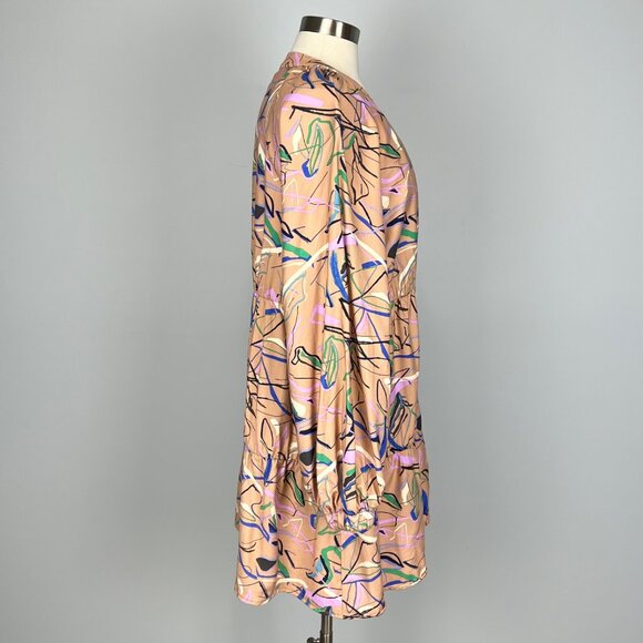 Open Edit Womens Long Sleeve Tiered Babydoll Dress Abstract Graphic Print size L - Picture 10 of 16